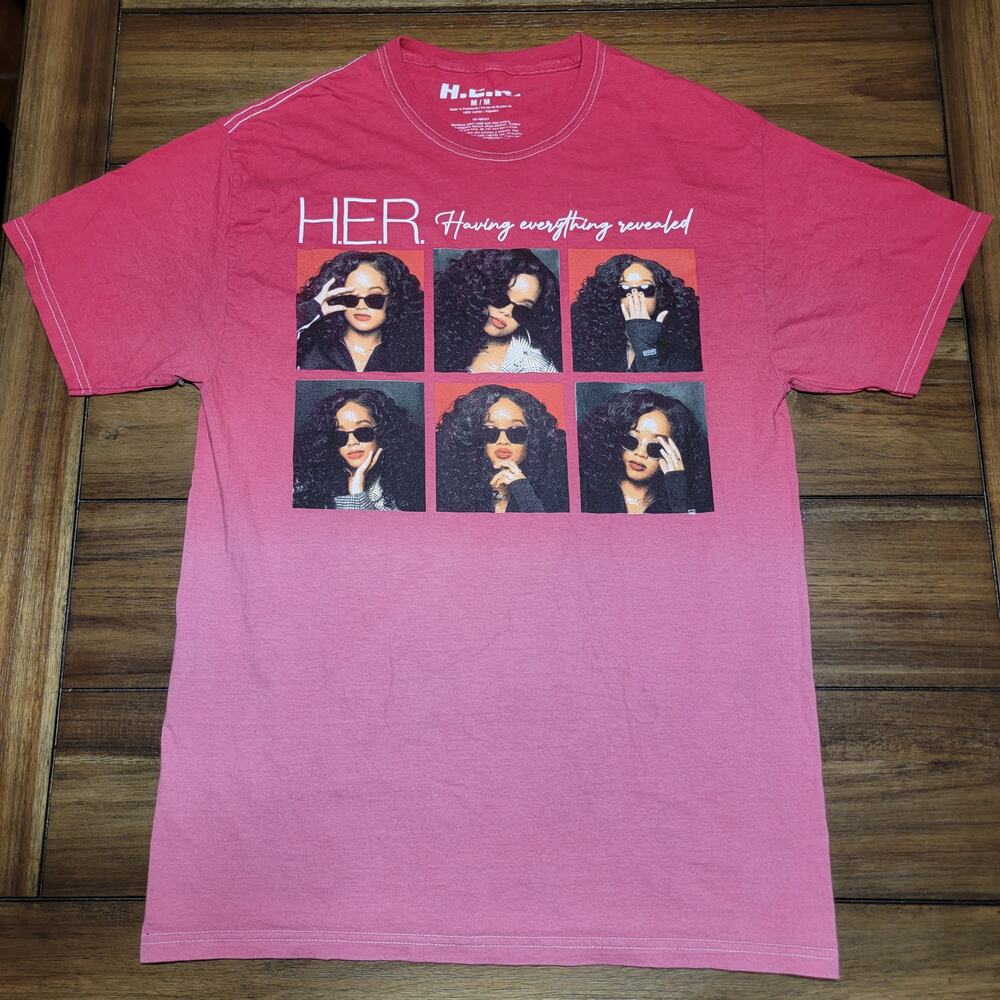 H.E.R. SS Red Fade Unisex Tee "Having Everything Revealed" - Size Medium